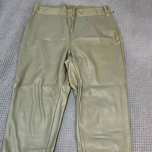 DKNY olive color faux leather leggings